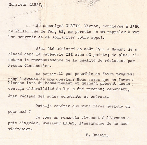 Voici une lettre que mon papa a écrite pour demander de l’aide après le bombardement.